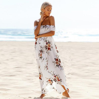 Boho Floral Dress - White