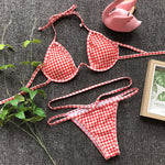 Wire Detail Wrapped Around Gingham Pattern Bikini Sam