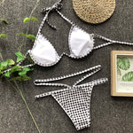 Wire Detail Wrapped Around Gingham Pattern Bikini Sam