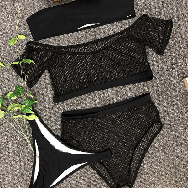 Mesh Overlay Off Shoulder Bikini Riley