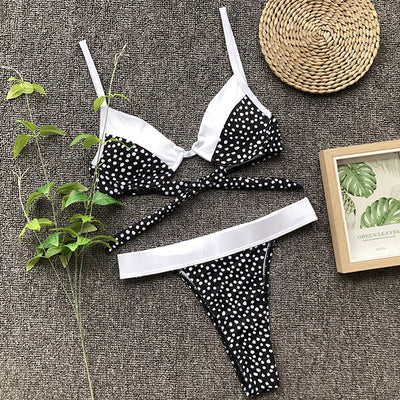 Push Up Wrapped Around Dot Pattern Bikini Lea