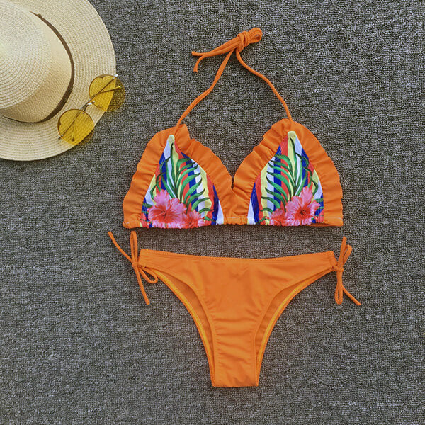 Ruffle Top Side Wrap Bottom Bikini Hawaii