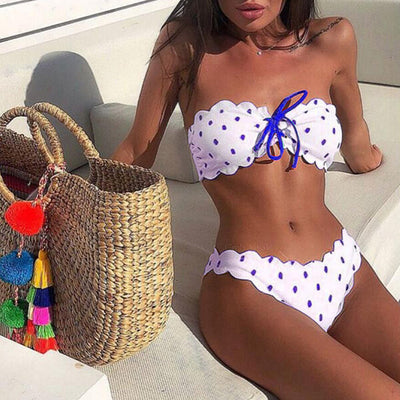 Ruffle Polka Dot Bandeau Bikini Fiona