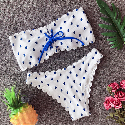 Ruffle Polka Dot Bandeau Bikini Fiona