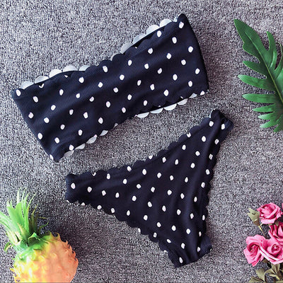 Ruffle Polka Dot Bandeau Bikini Fiona