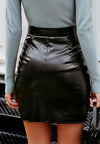 LEATHER BUTTONED MINI SKIRT