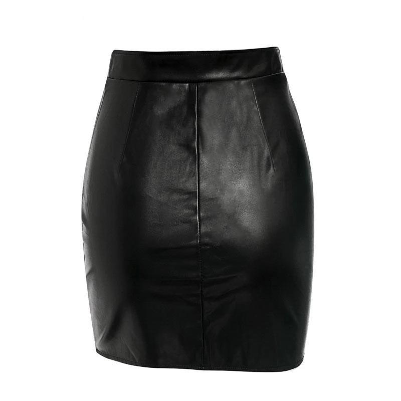 LEATHER BUTTONED MINI SKIRT