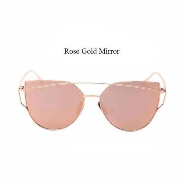 Mirror Flat Rose Gold Vintage Sunglasses