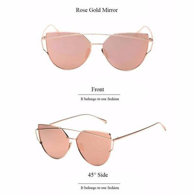 Mirror Flat Rose Gold Vintage Sunglasses